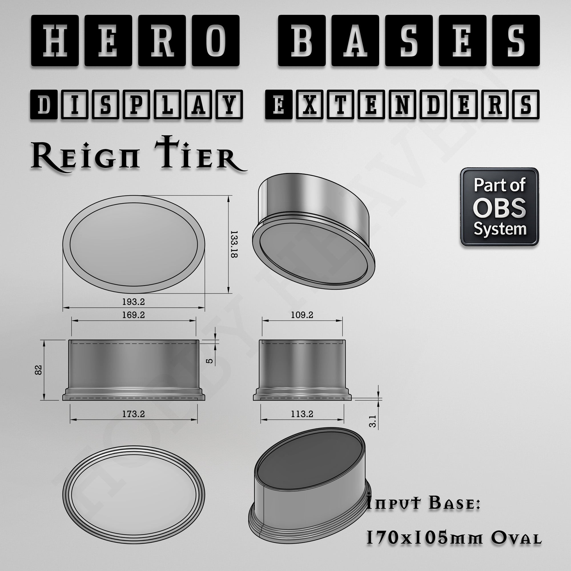 Hero Bases Display Extenders | Round and Ovals | Convert Gaming Bases to Display Bases & Plinths