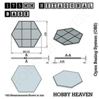 Hexagonal Bases 10mm to 200mm 3d Print Full Range Tabletop Games
