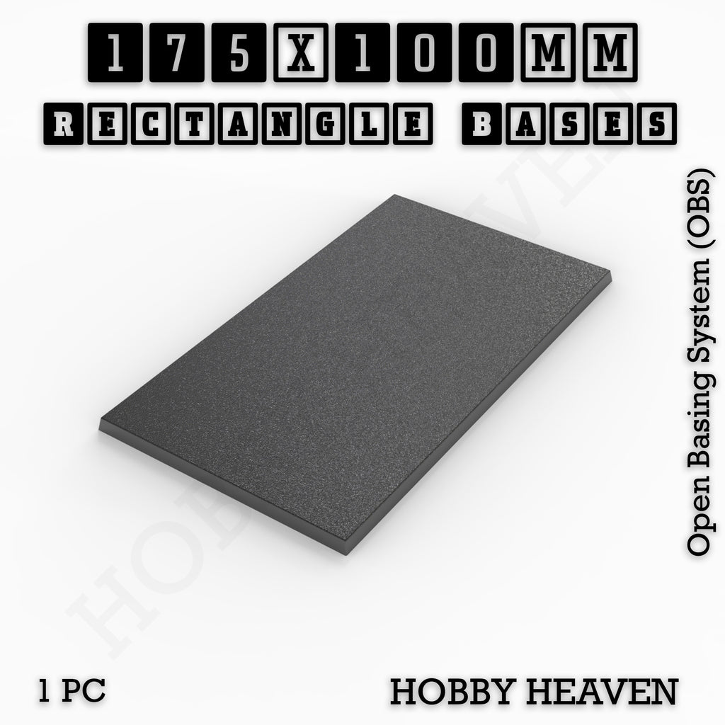 Rectangle Bases Range Sizes - 125x50mm to 200x175mm Large Sizes 3d Print Full Range Tabletop Games