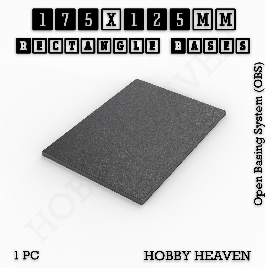 Rectangle Bases Range Sizes - 125x50mm to 200x175mm Large Sizes 3d Print Full Range Tabletop Games