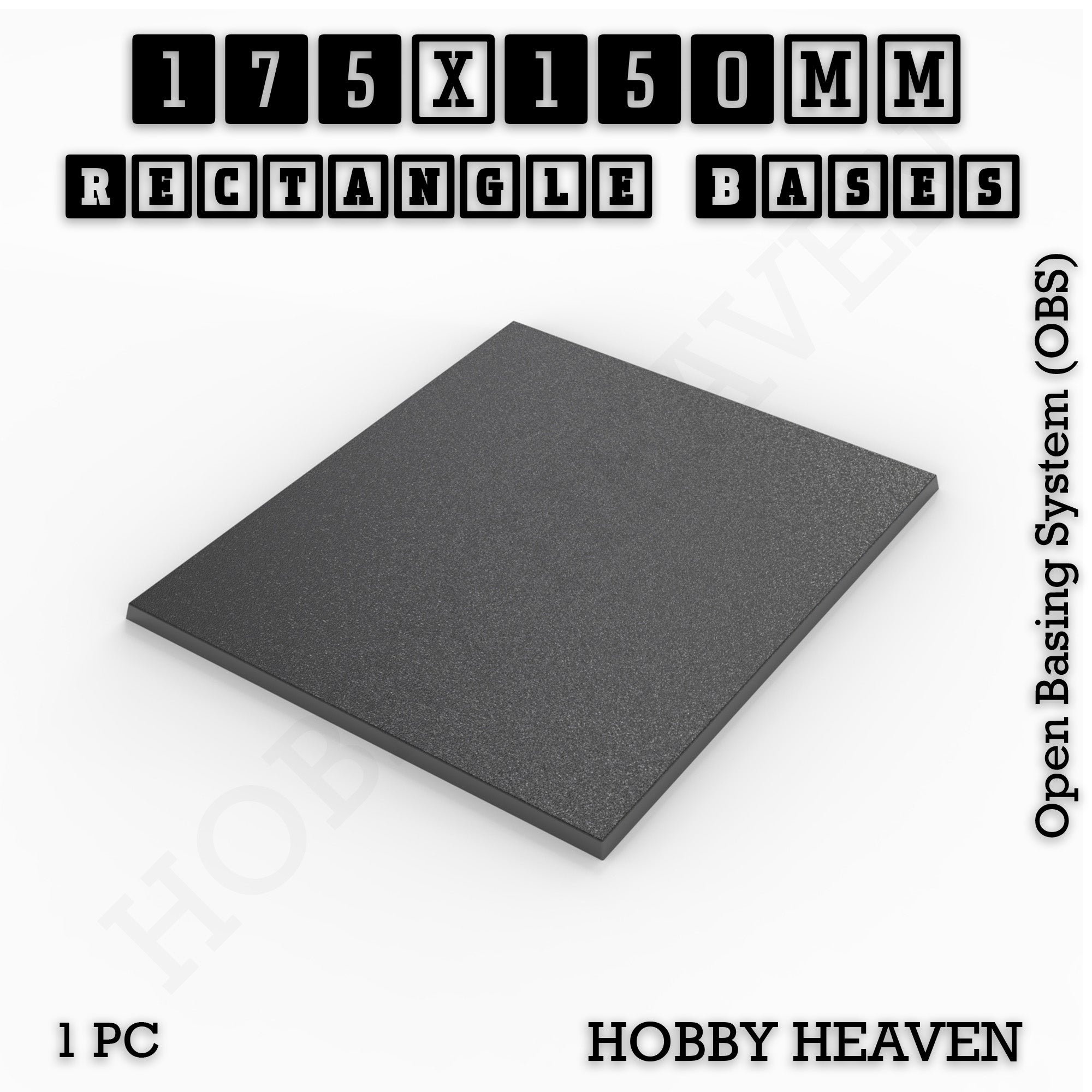 Rectangle Bases Range Sizes - 125x50mm to 200x175mm Large Sizes 3d Print Full Range Tabletop Games