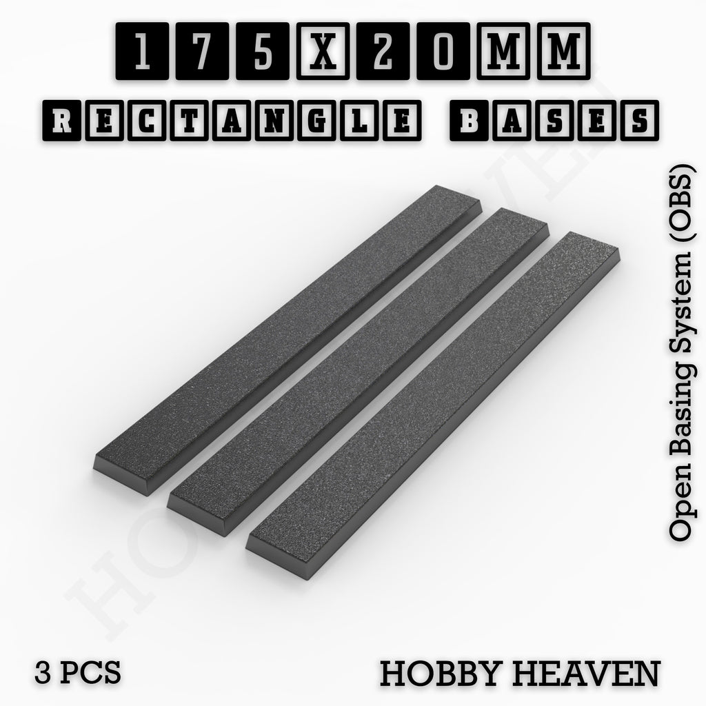 Rectangle Bases Range Sizes - 125x50mm to 200x175mm Large Sizes 3d Print Full Range Tabletop Games