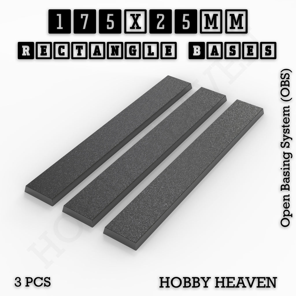Rectangle Bases Range Sizes - 125x50mm to 200x175mm Large Sizes 3d Print Full Range Tabletop Games