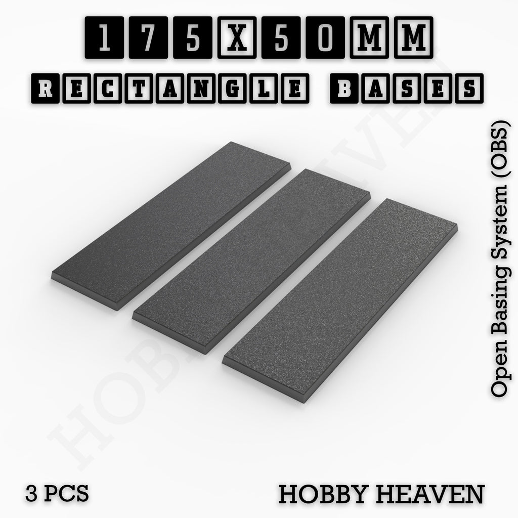 Rectangle Bases Range Sizes - 125x50mm to 200x175mm Large Sizes 3d Print Full Range Tabletop Games