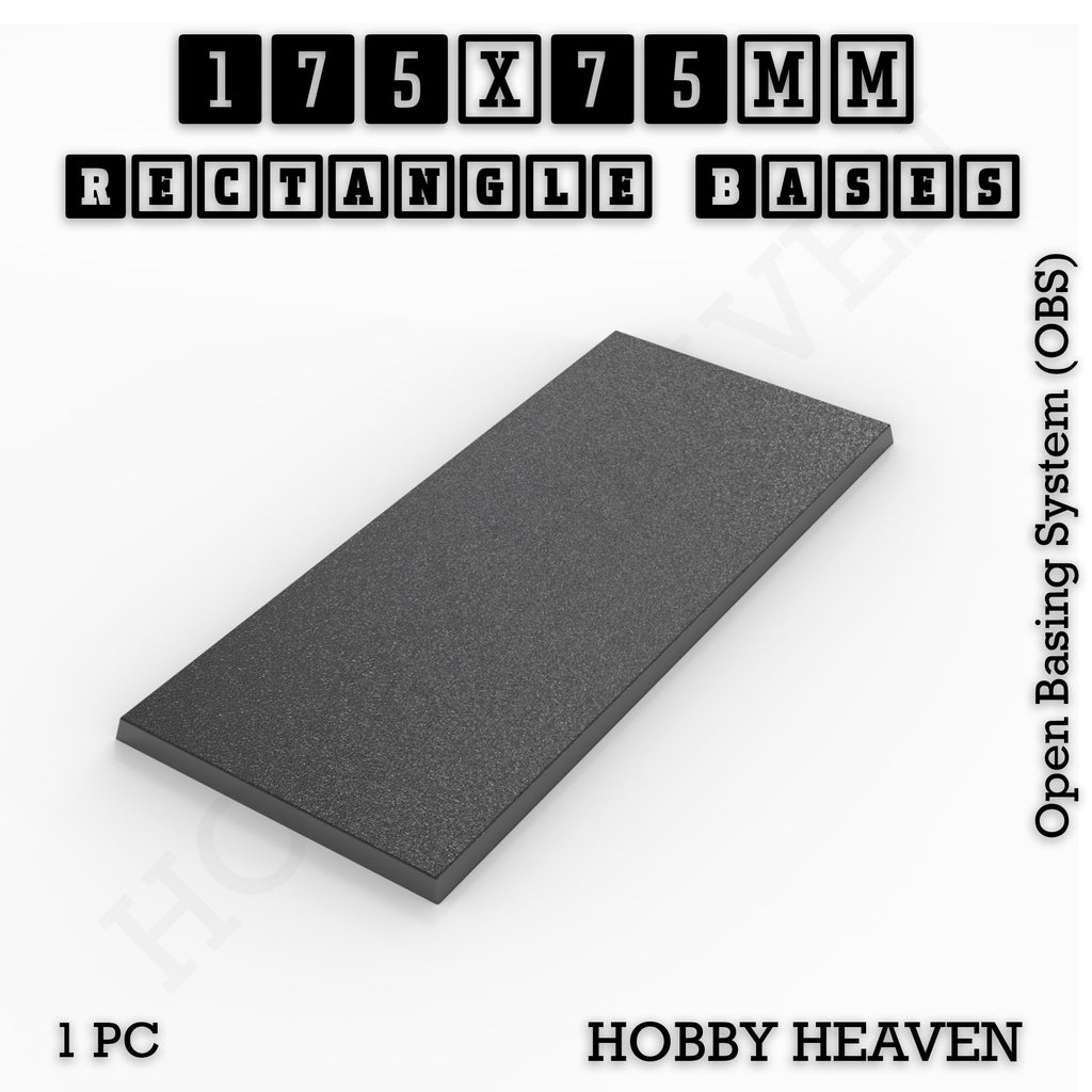 Rectangle Bases Range Sizes - 125x50mm to 200x175mm Large Sizes 3d Print Full Range Tabletop Games