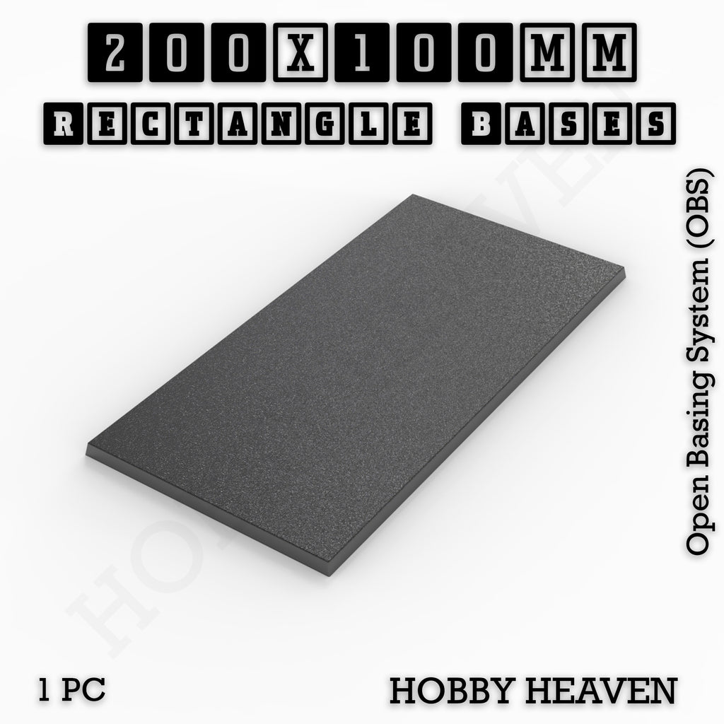 Rectangle Bases Range Sizes - 125x50mm to 200x175mm Large Sizes 3d Print Full Range Tabletop Games