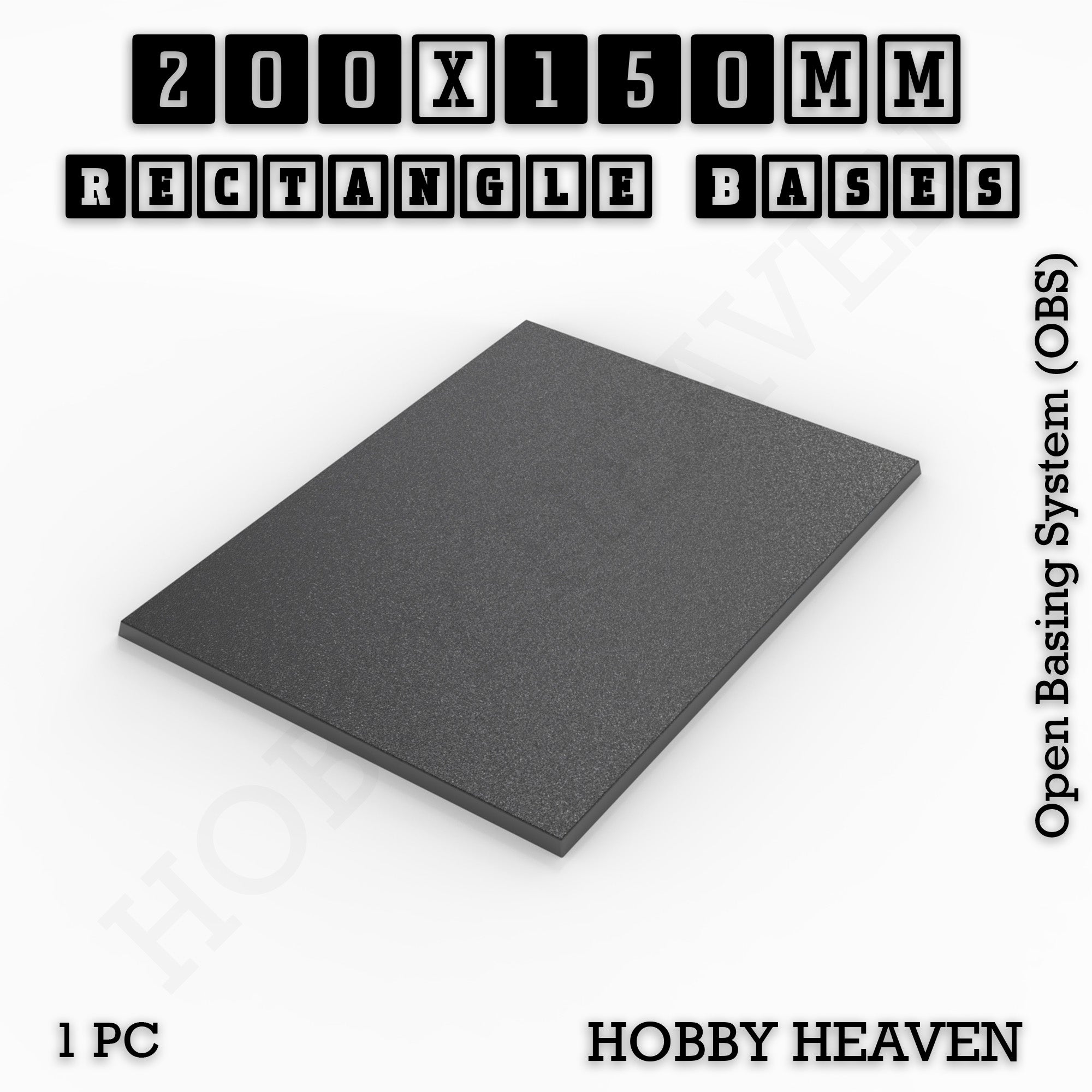 Rectangle Bases Range Sizes - 125x50mm to 200x175mm Large Sizes 3d Print Full Range Tabletop Games