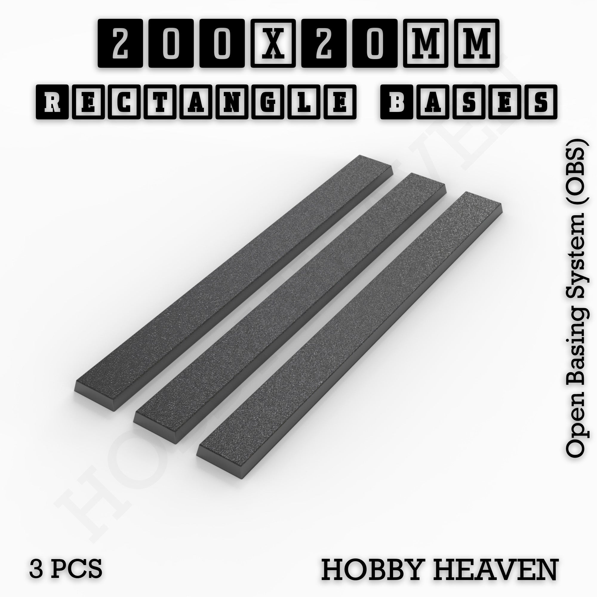 Rectangle Bases Range Sizes - 125x50mm to 200x175mm Large Sizes 3d Print Full Range Tabletop Games