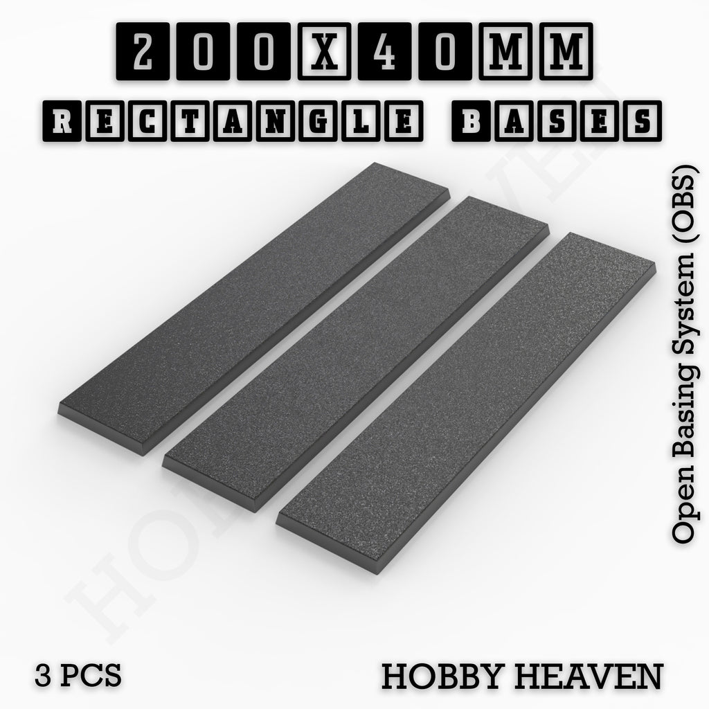 Rectangle Bases Range Sizes - 125x50mm to 200x175mm Large Sizes 3d Print Full Range Tabletop Games