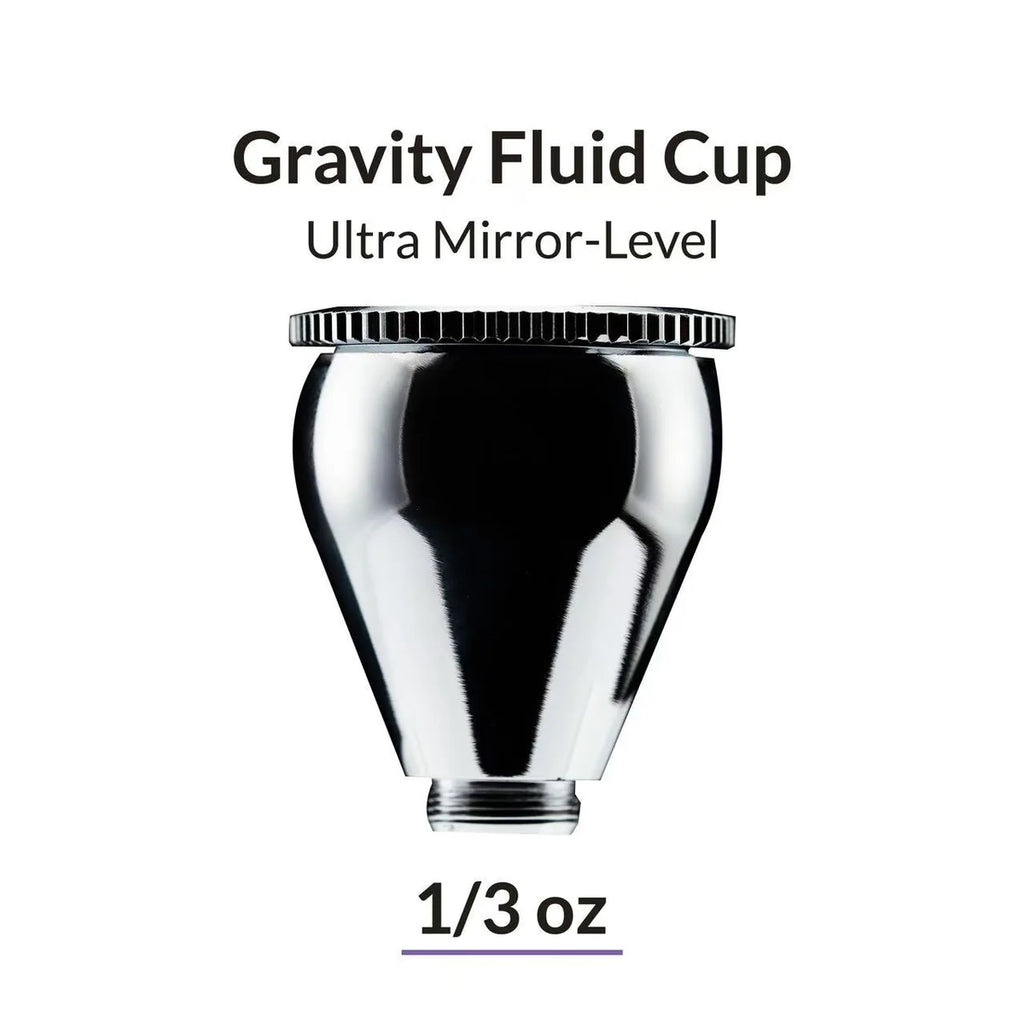 Gaahleri product card: Ultra Mirror-Level Gravity Fluid Cup, 1/3 oz, cup with knurled lid and threaded base