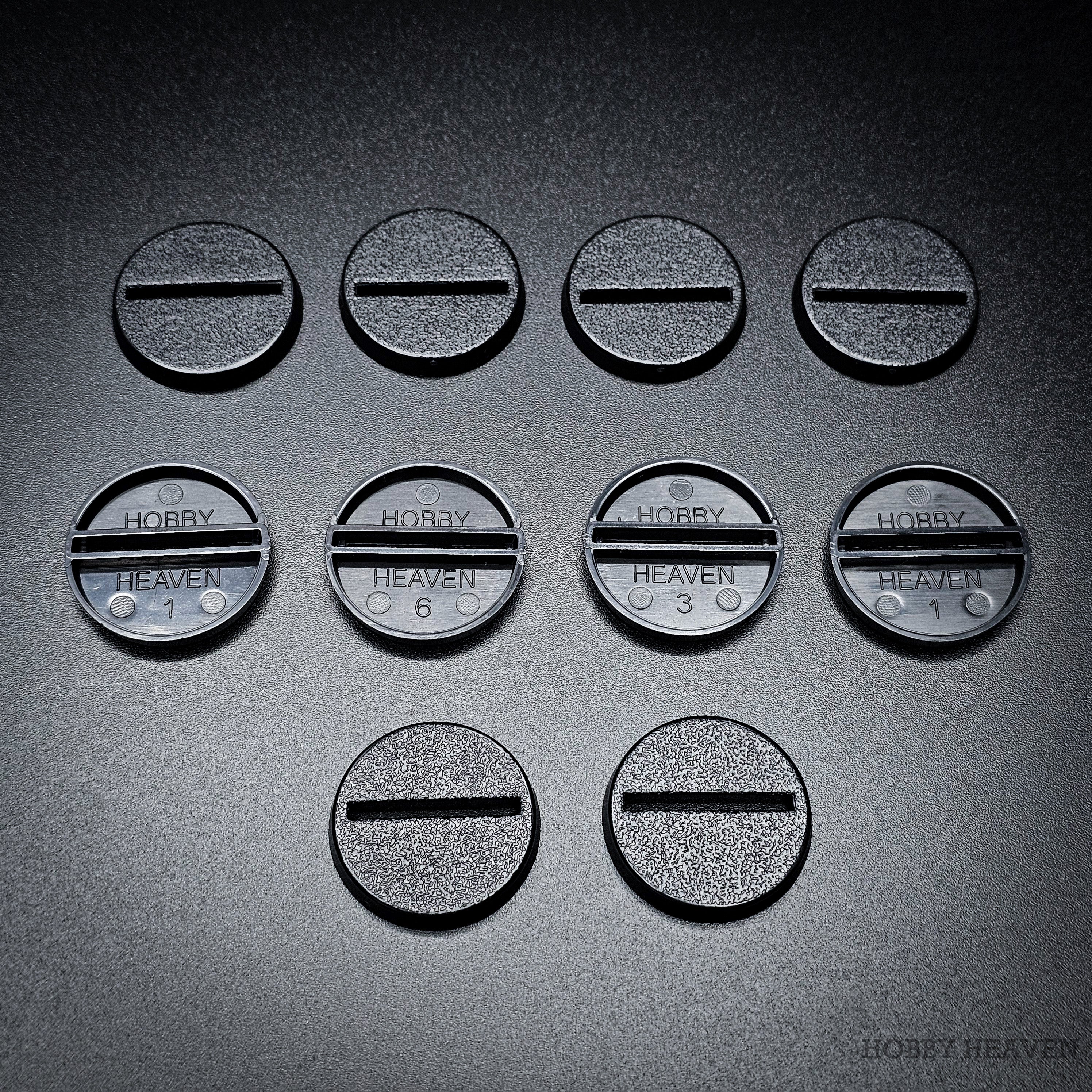 25mm Round Slotted Bases for Wargaming Miniatures | Durable Plastic | Compatible with Popular Tabletop Games
