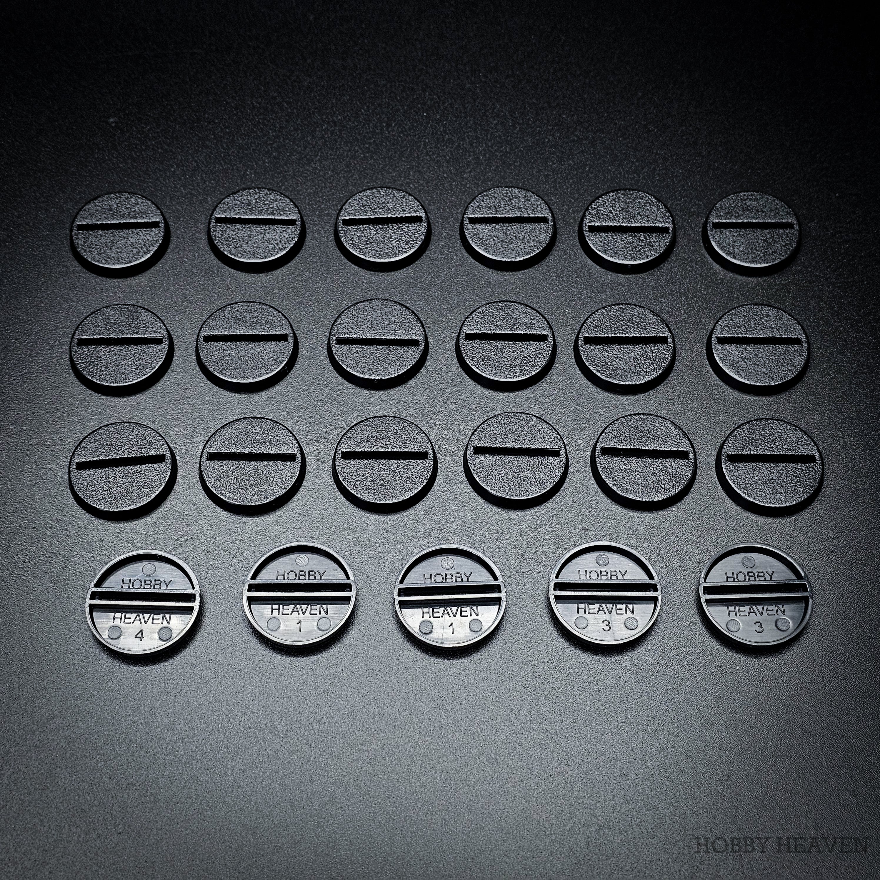 25mm Round Slotted Bases for Wargaming Miniatures | Durable Plastic | Compatible with Popular Tabletop Games