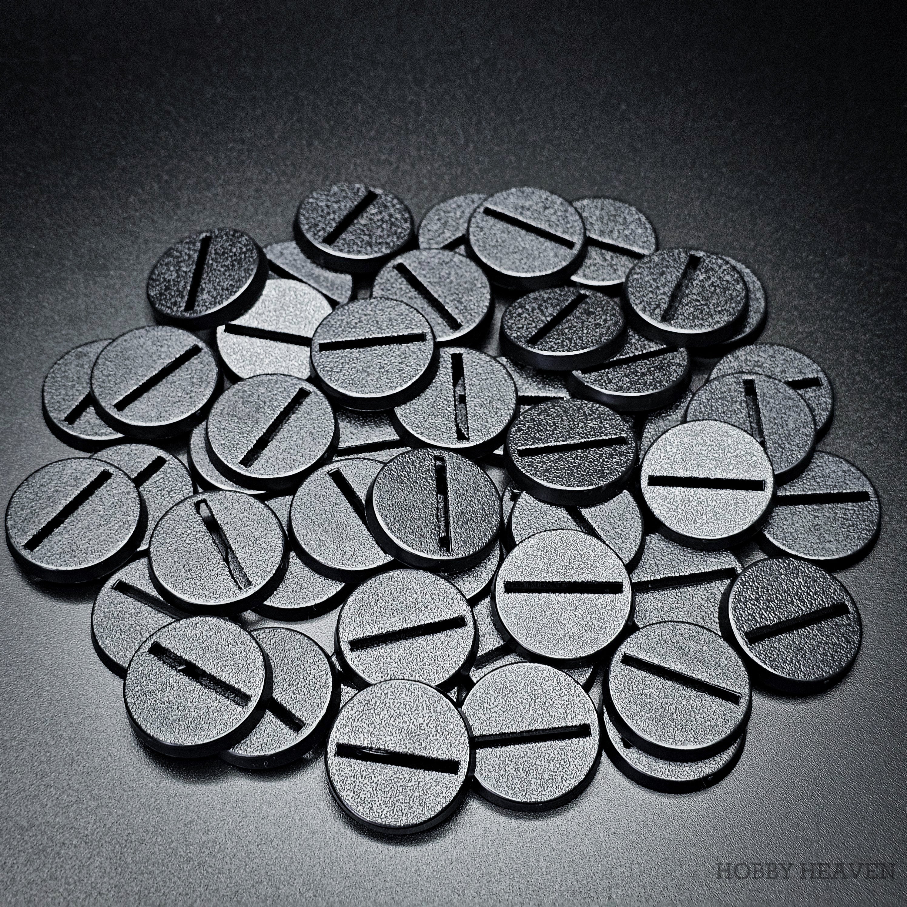 25mm Round Slotted Bases for Wargaming Miniatures | Durable Plastic | Compatible with Popular Tabletop Games