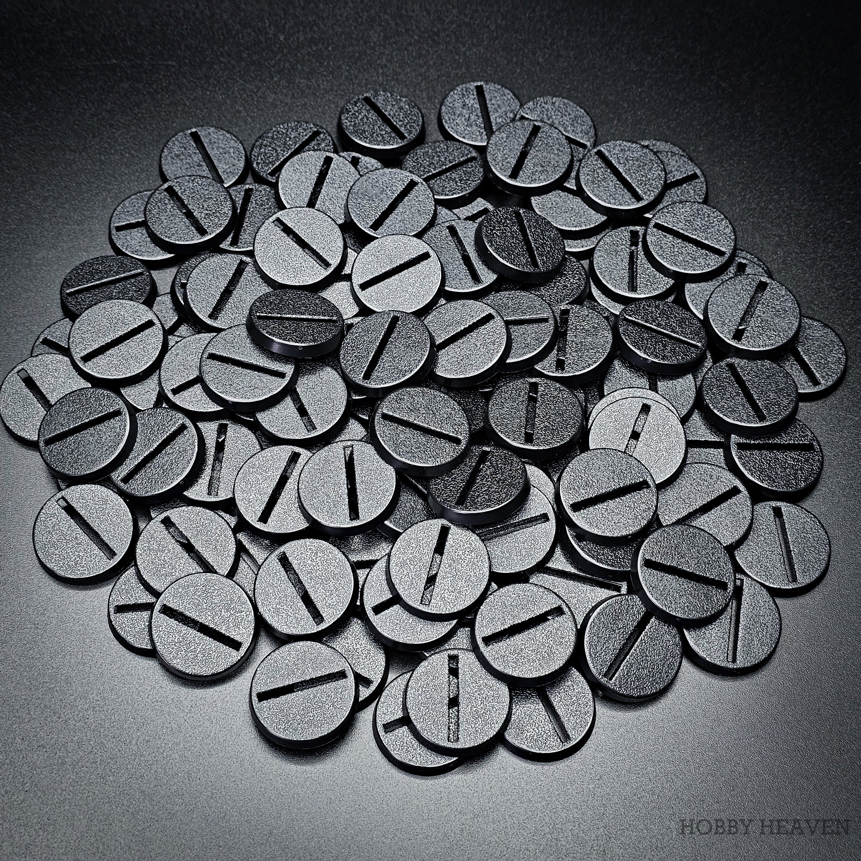 25mm Round Slotted Bases for Wargaming Miniatures | Durable Plastic | Compatible with Popular Tabletop Games