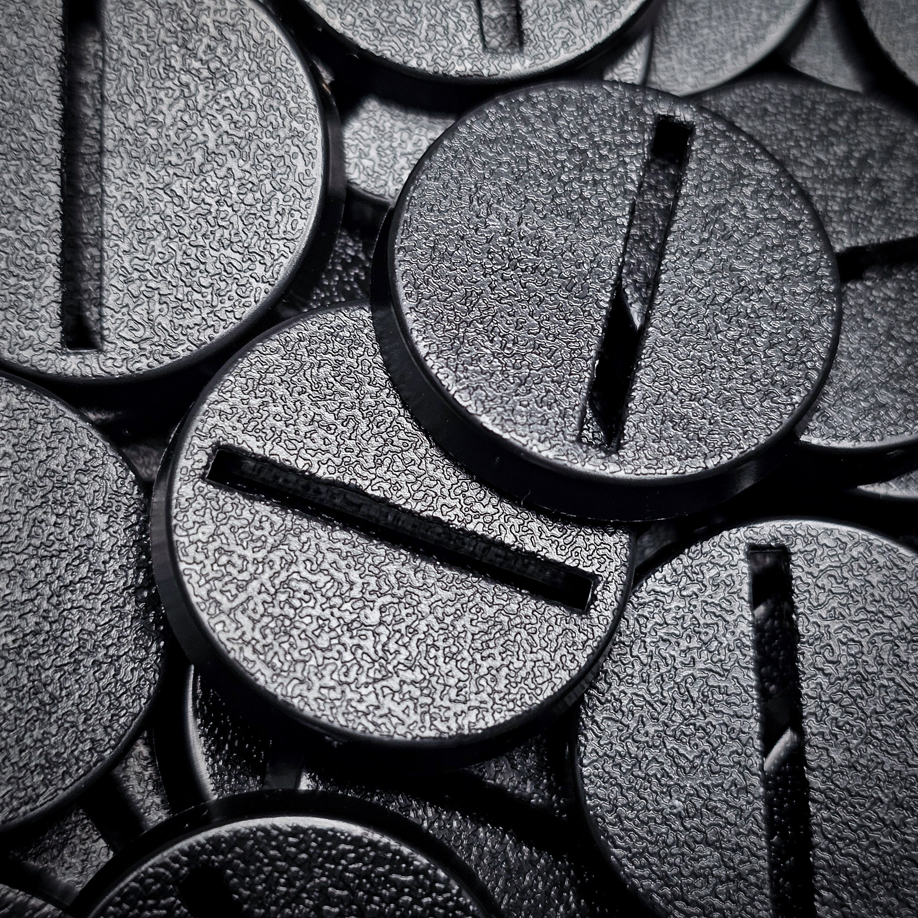 25mm Round Slotted Bases for Wargaming Miniatures | Durable Plastic | Compatible with Popular Tabletop Games