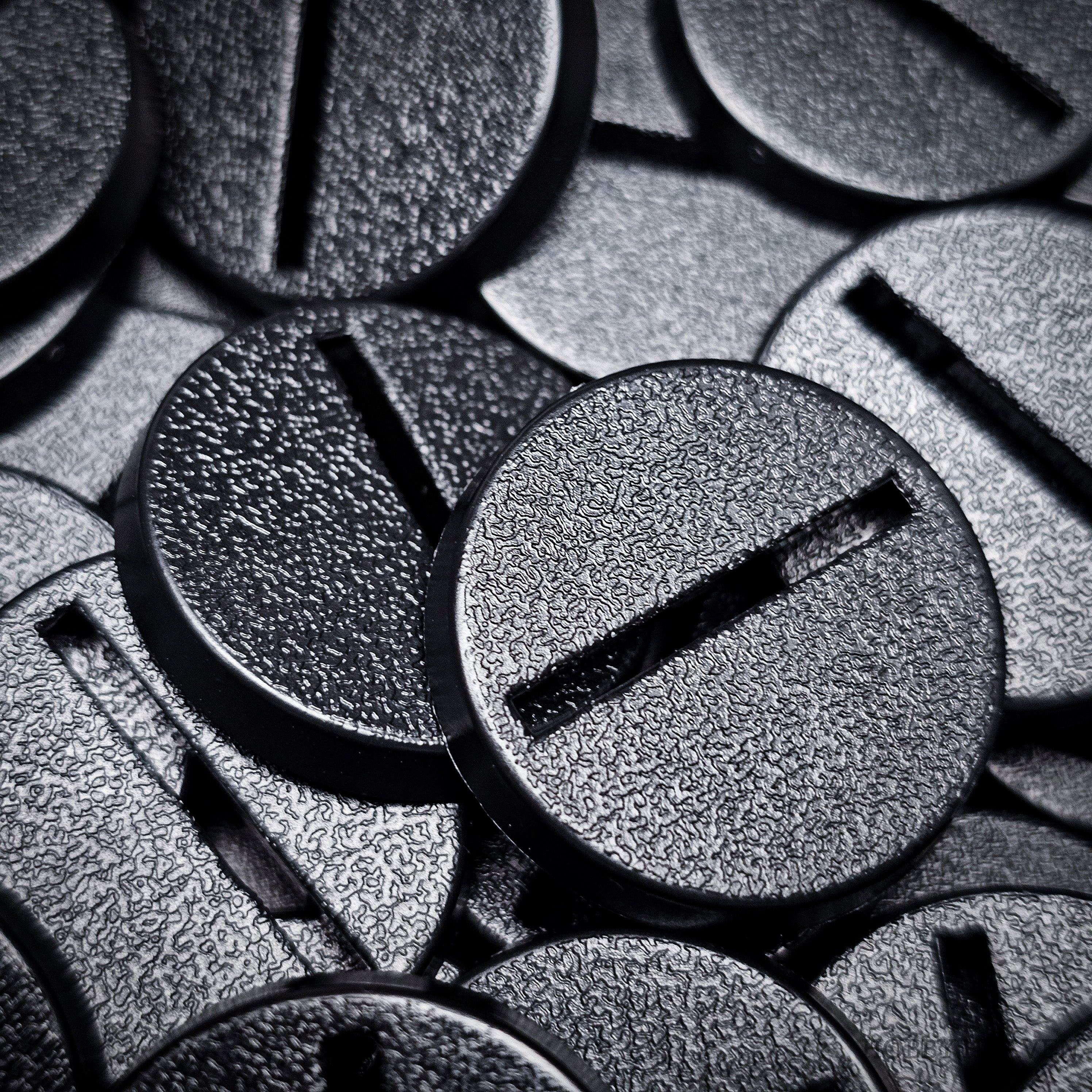 25mm Round Slotted Bases for Wargaming Miniatures | Durable Plastic | Compatible with Popular Tabletop Games