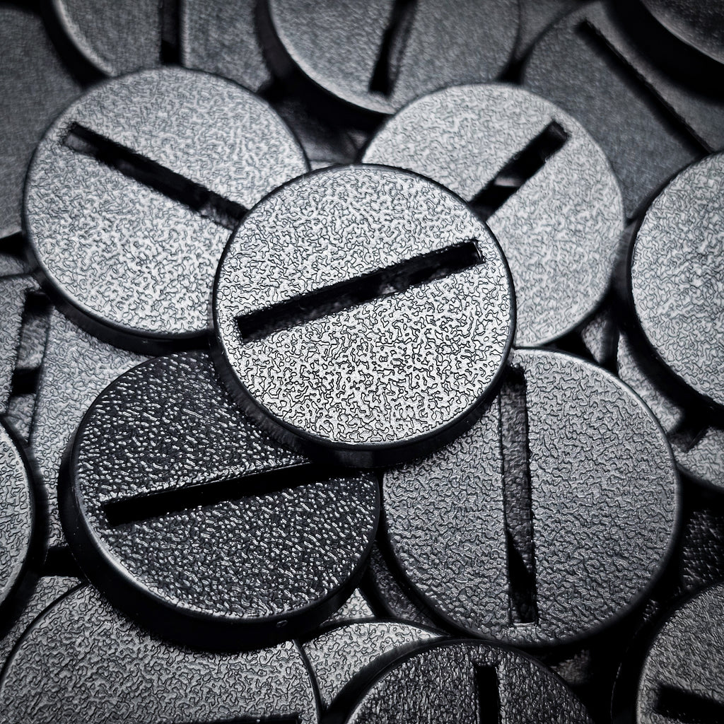 25mm Round Slotted Bases for Wargaming Miniatures | Durable Plastic | Compatible with Popular Tabletop Games