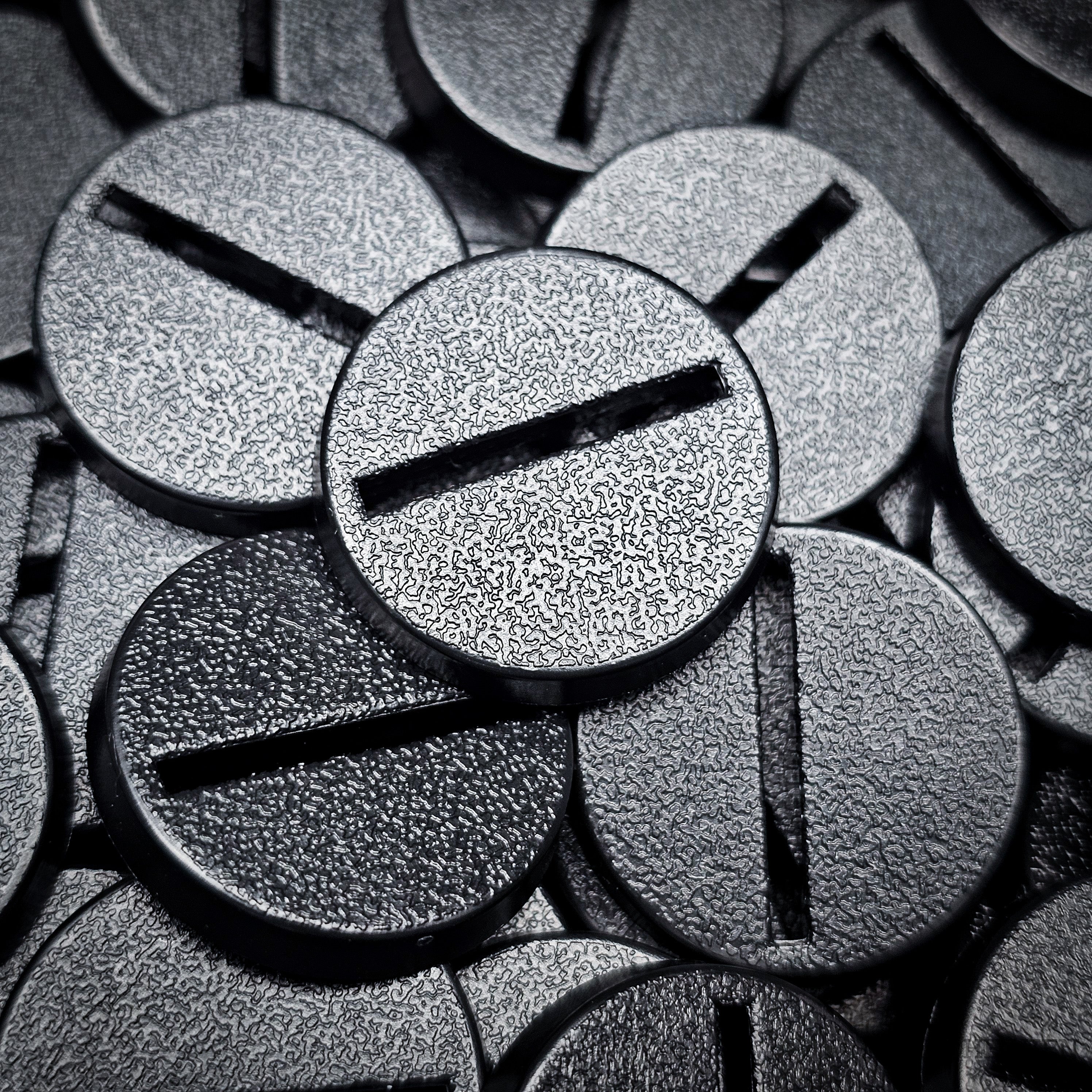 25mm Round Slotted Bases for Wargaming Miniatures | Durable Plastic | Compatible with Popular Tabletop Games