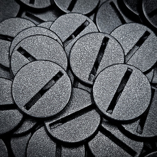 25mm Round Slotted Bases for Wargaming Miniatures | Durable Plastic | Compatible with Popular Tabletop Games