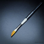 R12 Pocket dagger brush full length with handle open, sable and nylon blend angled blade