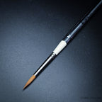 R1 Pocket Pure Kolinsky Sable pointed round brush full length with handle open