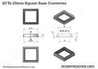 20 to 25mm Square Bases Converters 3d Print
