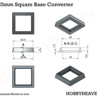 20 to 25mm Square Bases Converters 3d Print