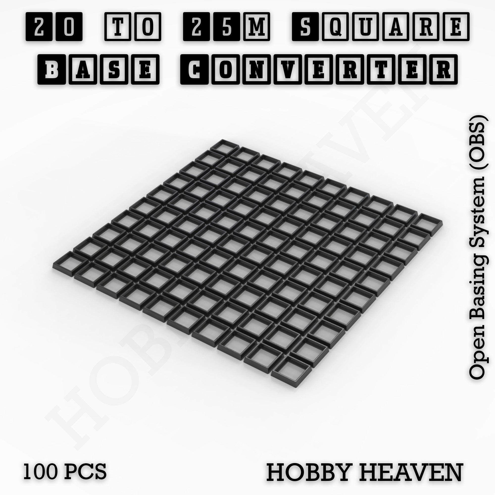 Square to Square Bases Size Converters 3d Print Full Range