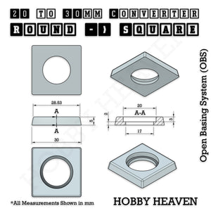 Round to Square Bases Shape and Size Converters 3d Print Full Range