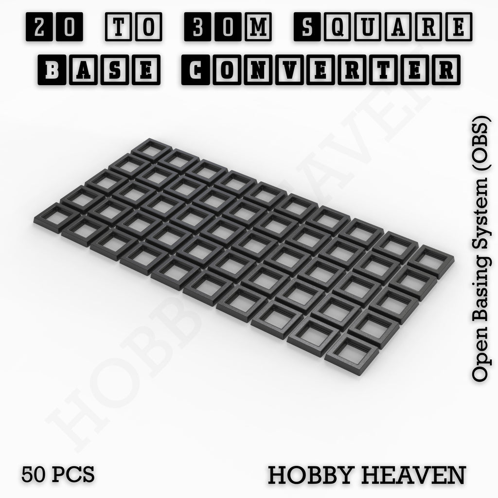 Square to Square Bases Size Converters 3d Print Full Range