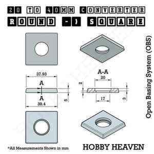 Round to Square Bases Shape and Size Converters 3d Print Full Range