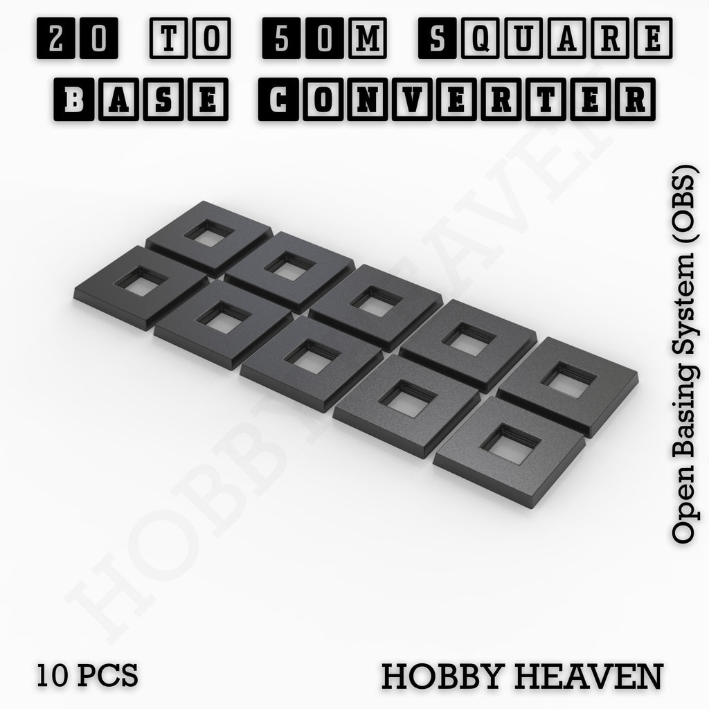 Square to Square Bases Size Converters 3d Print Full Range