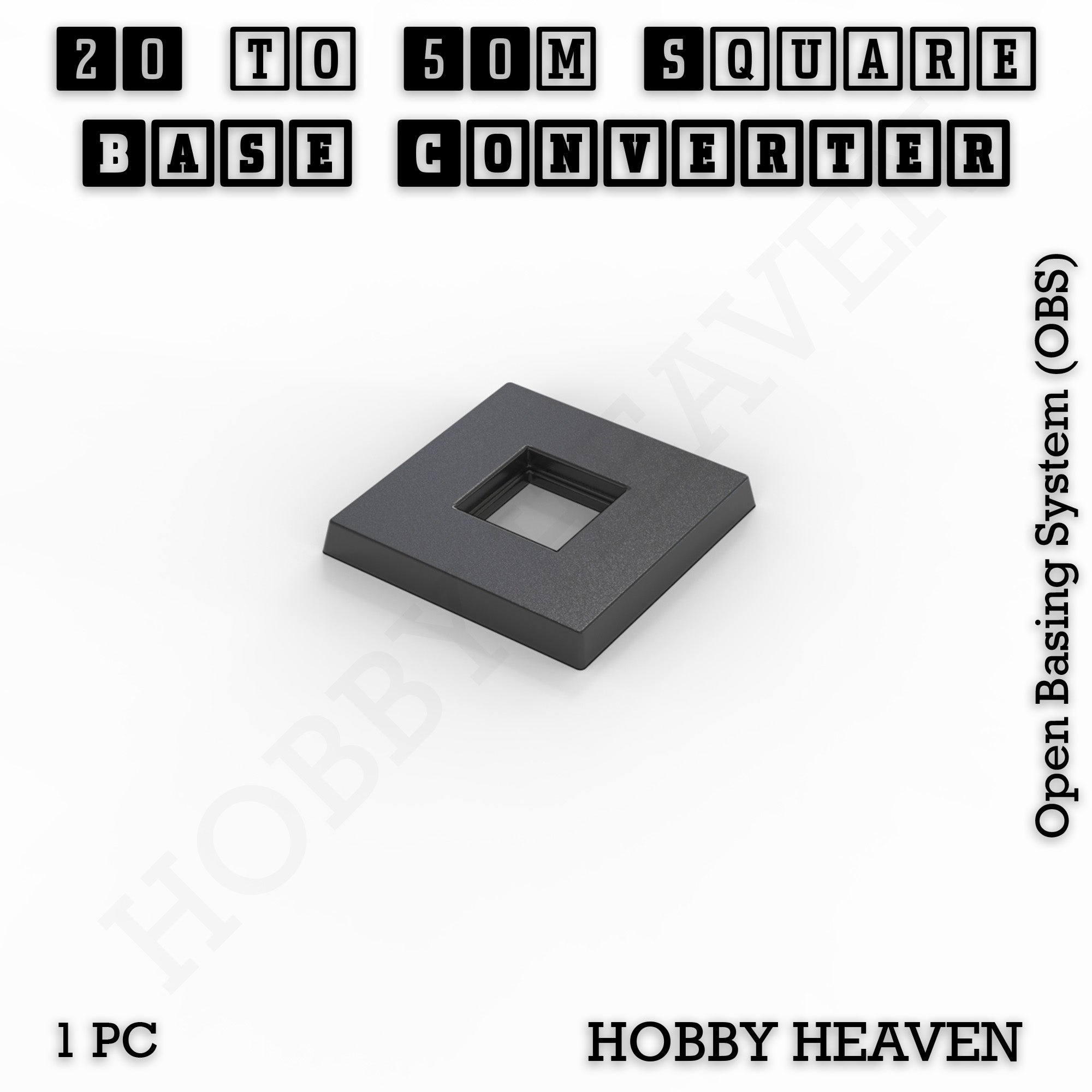 Square to Square Bases Size Converters 3d Print Full Range