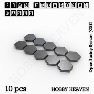 Hexagonal Bases 10mm to 200mm 3d Print Full Range Tabletop Games