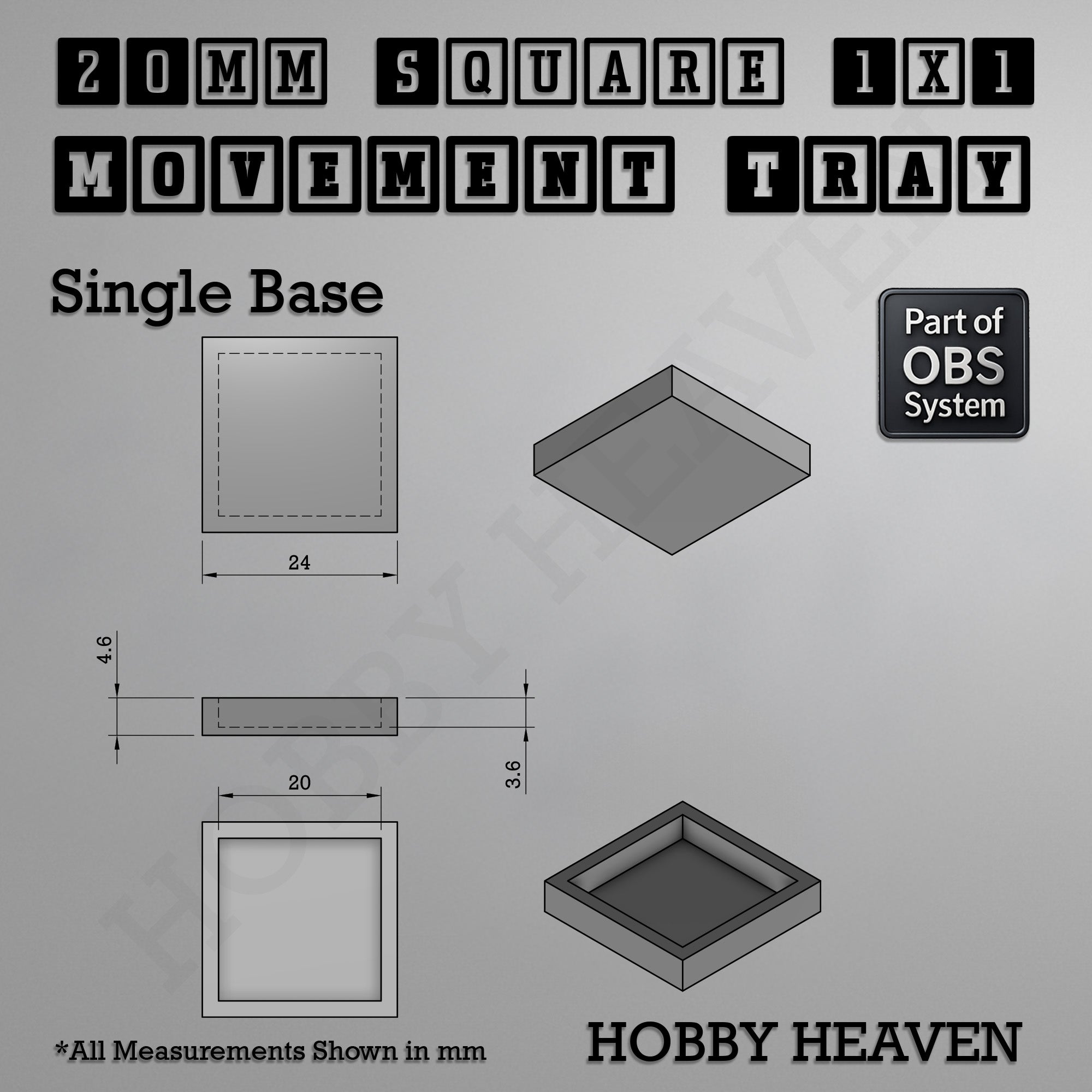 Square Movement Trays | OBS System | 20mm 25mm 30mm 40mm 50mm Bases