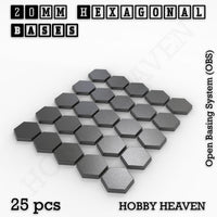 Hexagonal Bases 10mm to 200mm 3d Print Full Range Tabletop Games
