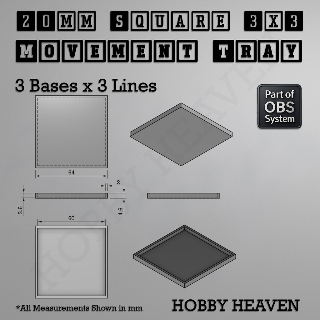 Square Movement Trays | OBS System | 20mm 25mm 30mm 40mm 50mm Bases