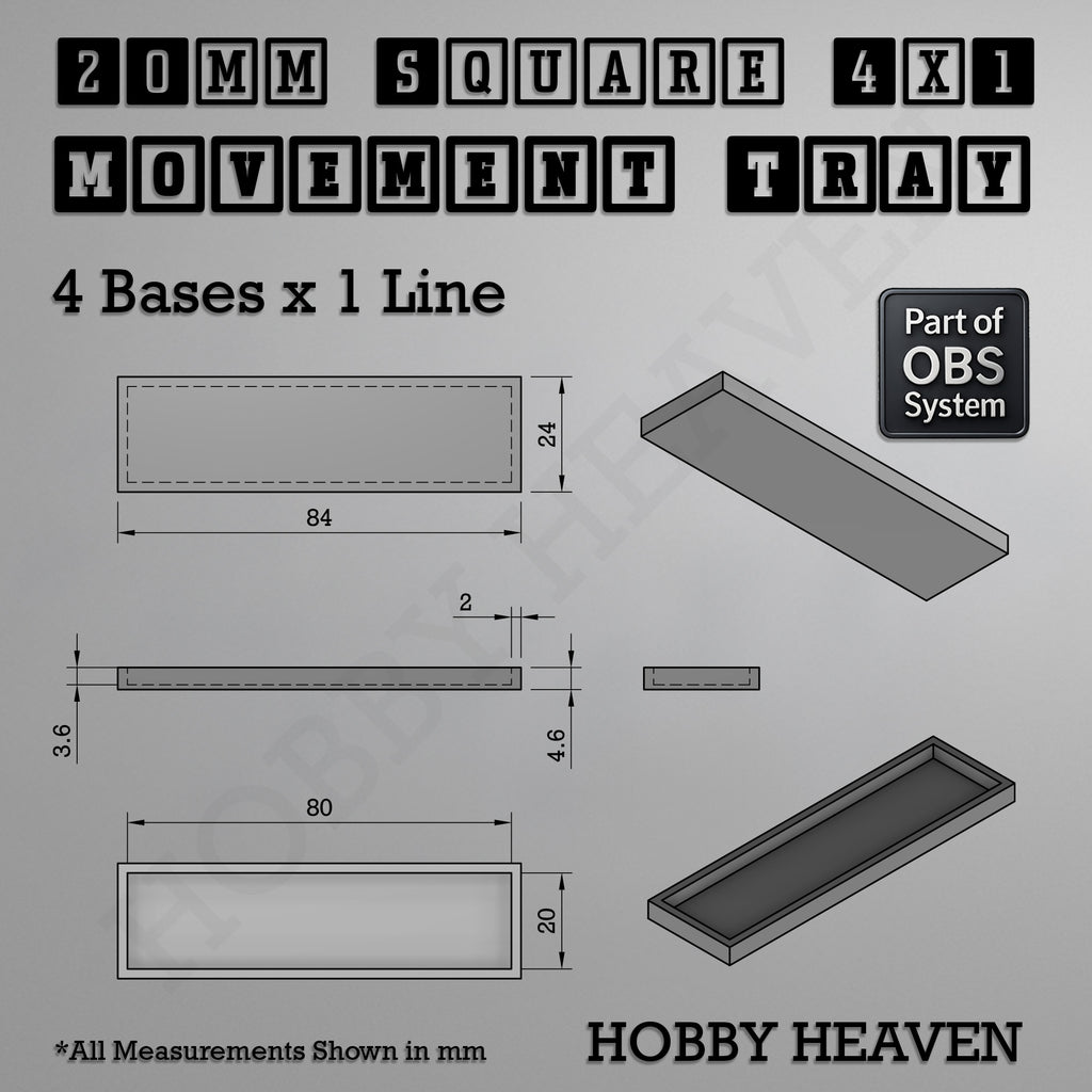 Square Movement Trays | OBS System | 20mm 25mm 30mm 40mm 50mm Bases