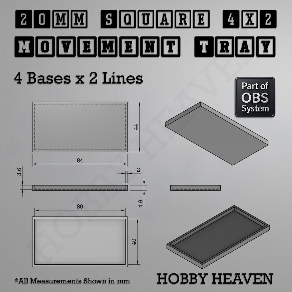 Square Movement Trays | OBS System | 20mm 25mm 30mm 40mm 50mm Bases