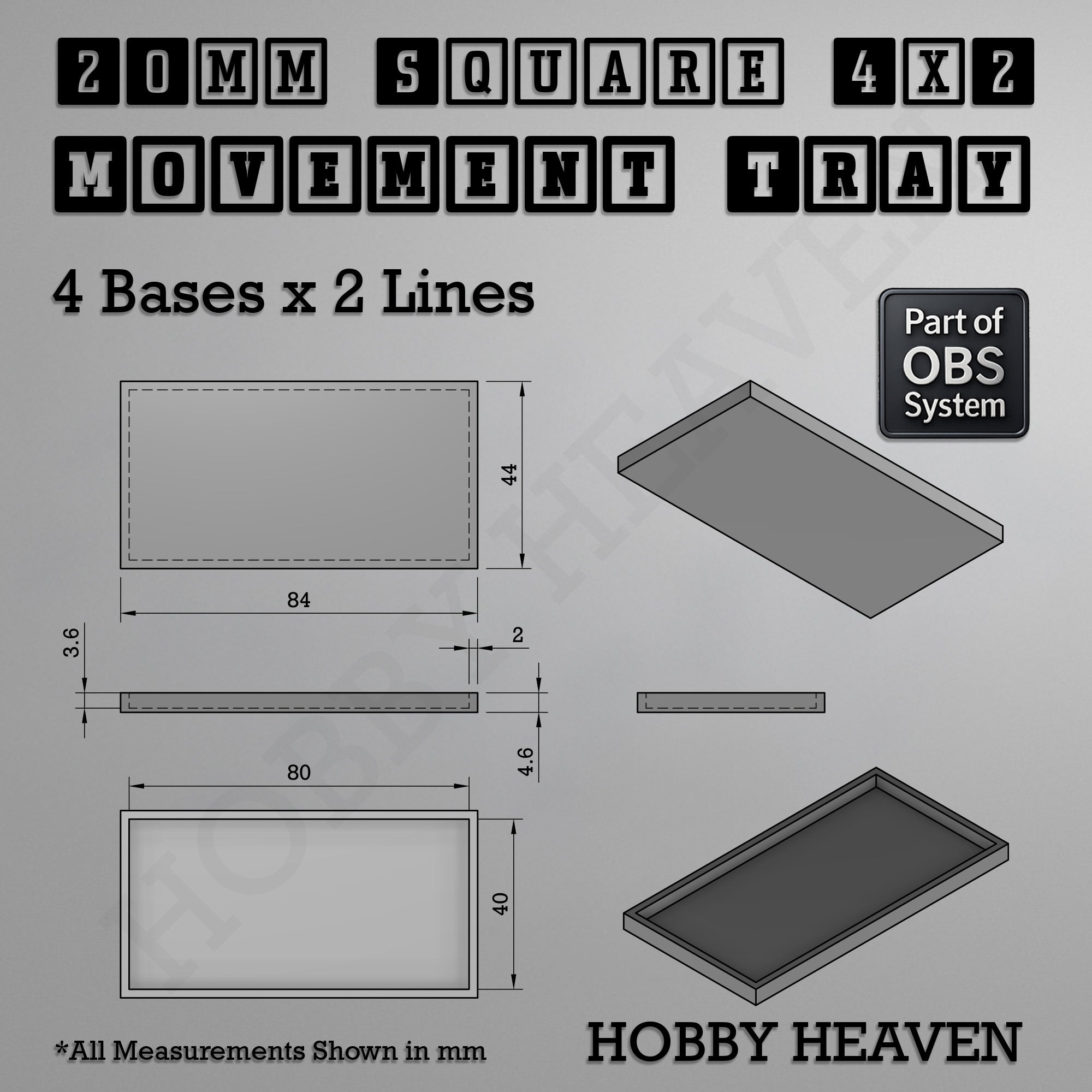 Square Movement Trays | OBS System | 20mm 25mm 30mm 40mm 50mm Bases