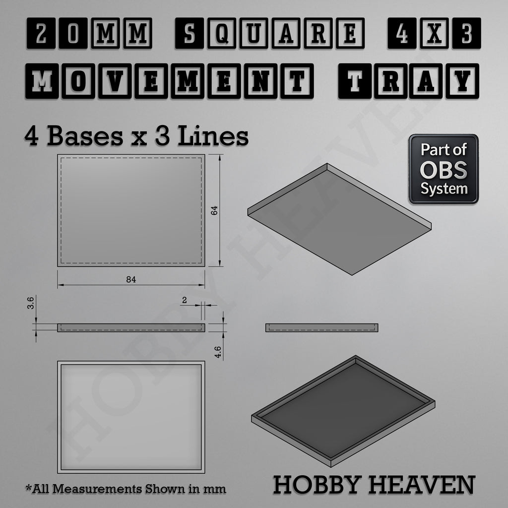Square Movement Trays | OBS System | 20mm 25mm 30mm 40mm 50mm Bases