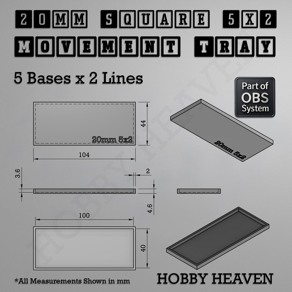 Square Movement Trays | OBS System | 20mm 25mm 30mm 40mm 50mm Bases