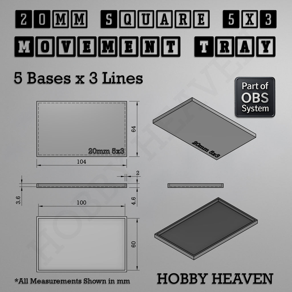 Square Movement Trays | OBS System | 20mm 25mm 30mm 40mm 50mm Bases