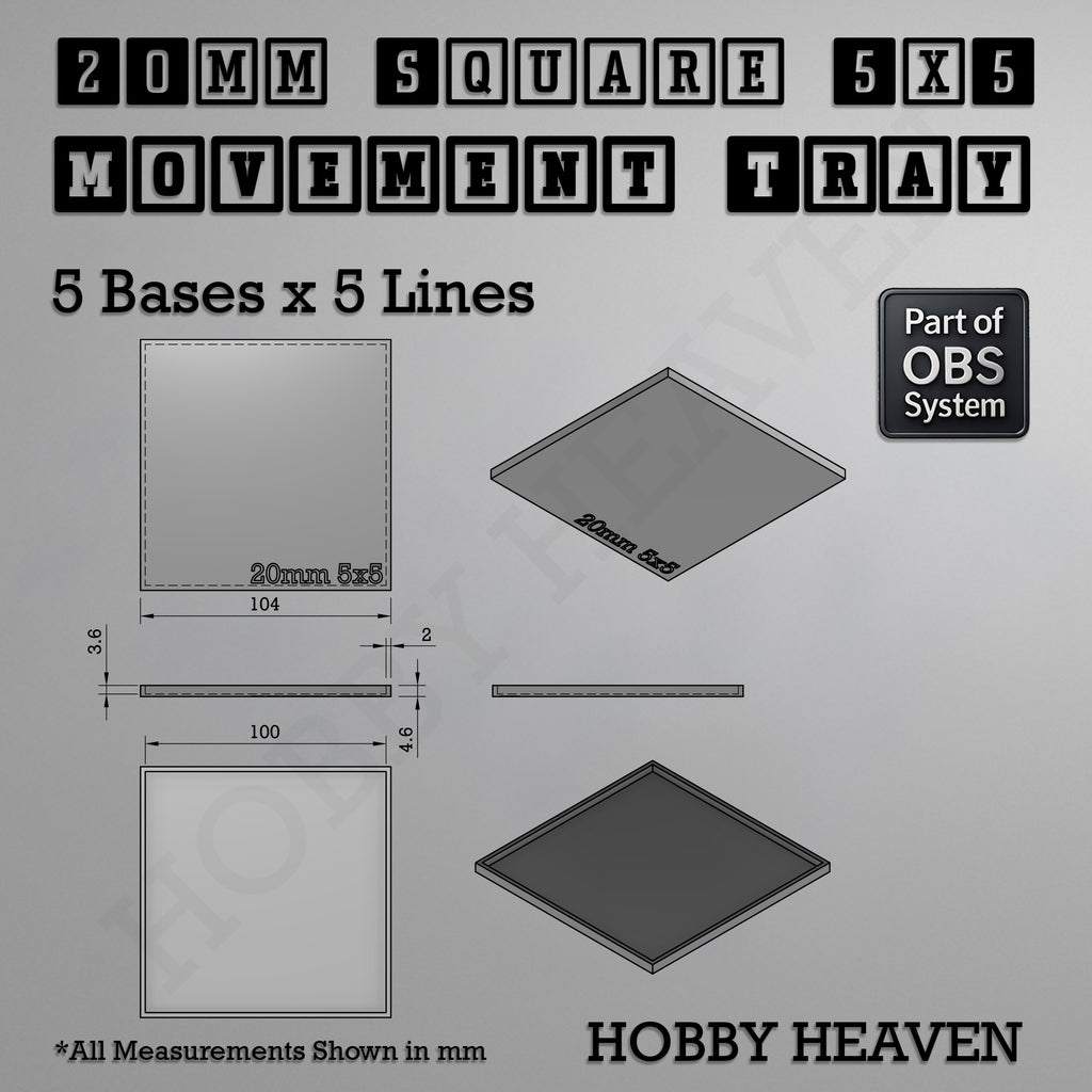 Square Movement Trays | OBS System | 20mm 25mm 30mm 40mm 50mm Bases