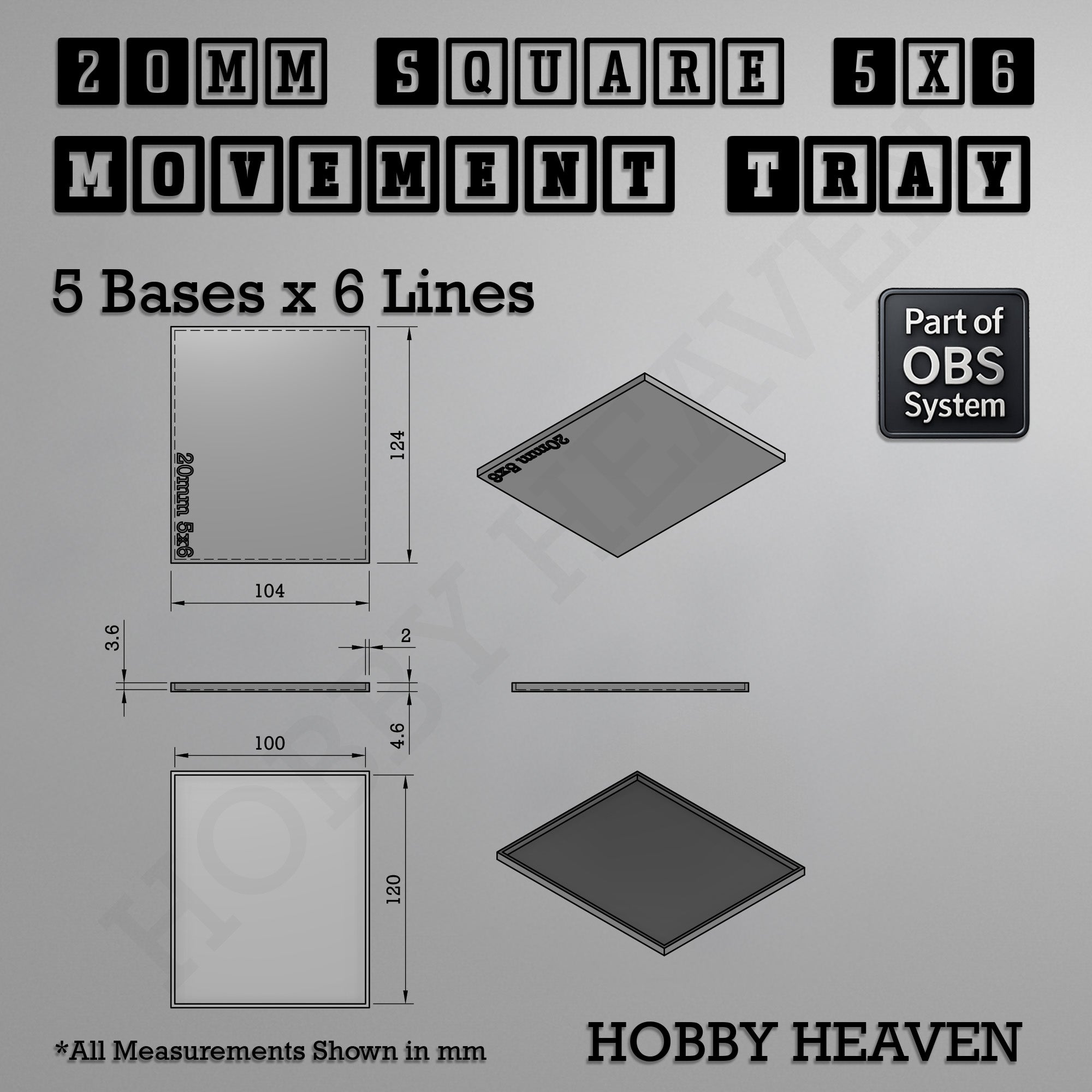 Square Movement Trays | OBS System | 20mm 25mm 30mm 40mm 50mm Bases