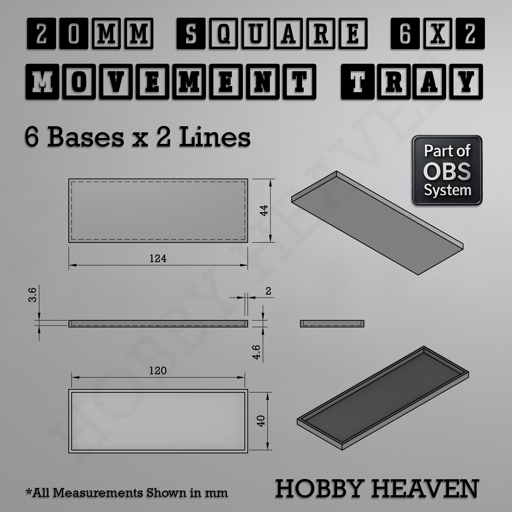 Square Movement Trays | OBS System | 20mm 25mm 30mm 40mm 50mm Bases