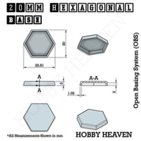 Hexagonal Bases 10mm to 200mm 3d Print Full Range Tabletop Games
