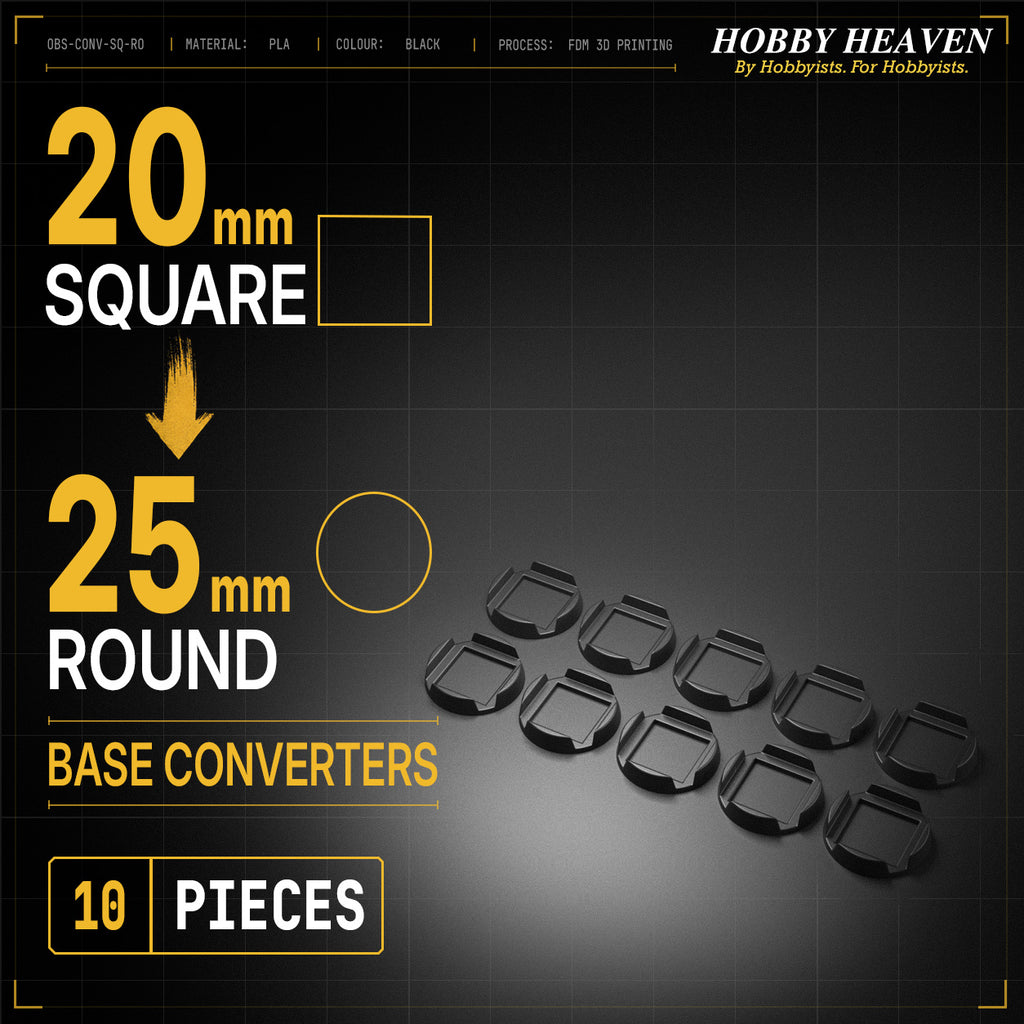 Square to Round Base Converters 3D Print Full Range
