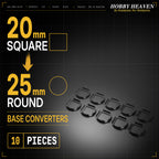 Square to Round Base Converters 3D Print Full Range