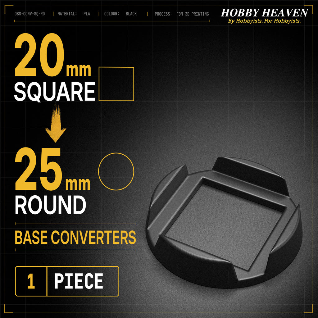 Square to Round Base Converters 3D Print Full Range